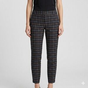 Express Columnist Ankle Low Rise Plaid Stretch Dress Pants 8R Blue Brown